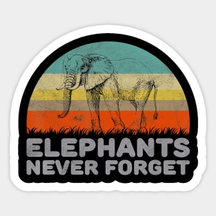 Funny Vintage Style Elephants Never Forget Sticker